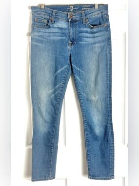 7 For All Mankind Gwenevere Cropped Jeans 28 Light Wash Mid Rise Skinny Ankle
